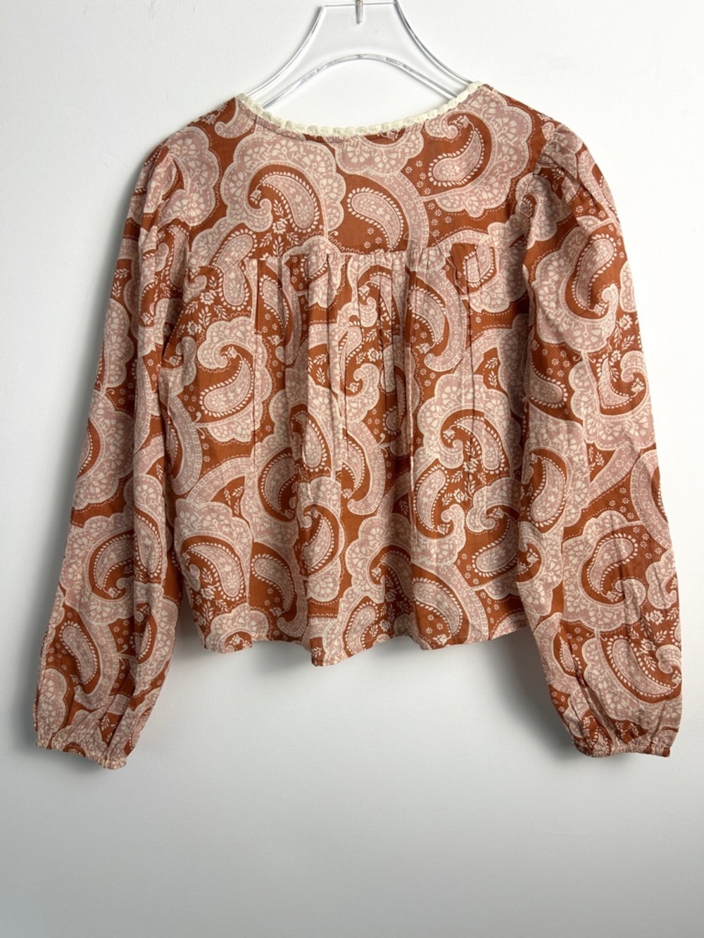 BILA77 Boho Romantic Blouse Top Festival Western Prairie Clay Terracotta Size XS - Picture 3 of 14